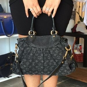 LOUIS VUITTON Black Denim Neo Cabby Bag